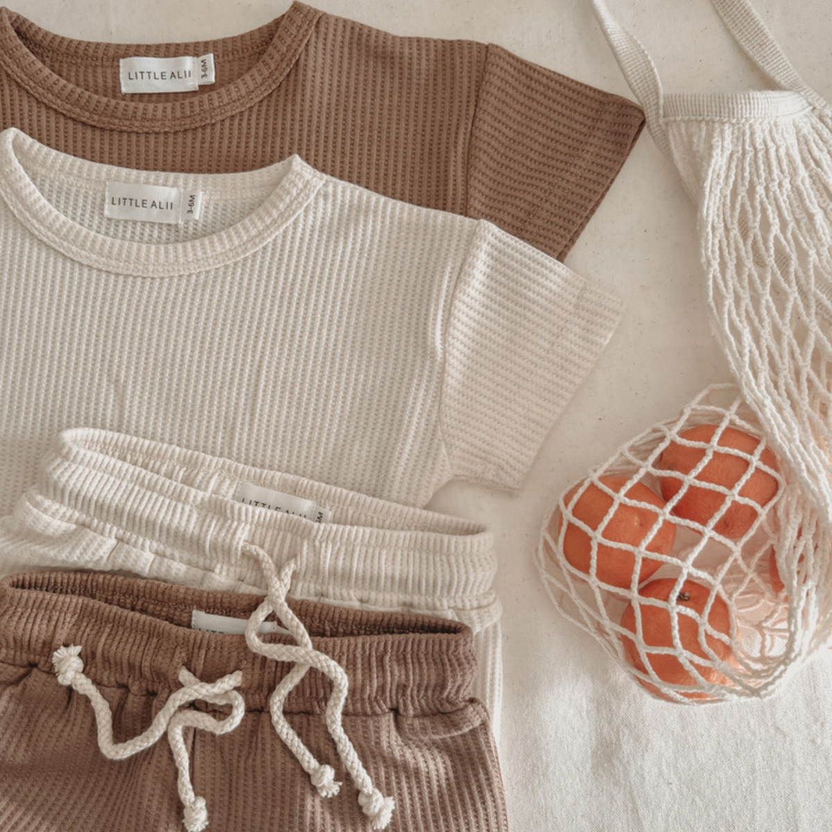 Little Ribbed Lounge Set Cream