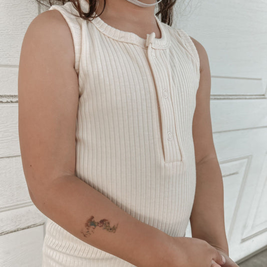 Sleeveless Baby Romper Vanilla – Made with Organic Cotton