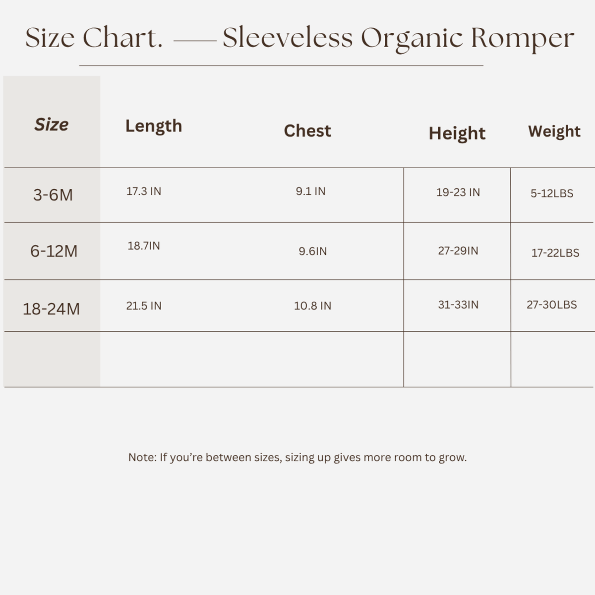 Sleeveless Baby Romper Brown – Made with Organic Cotton
