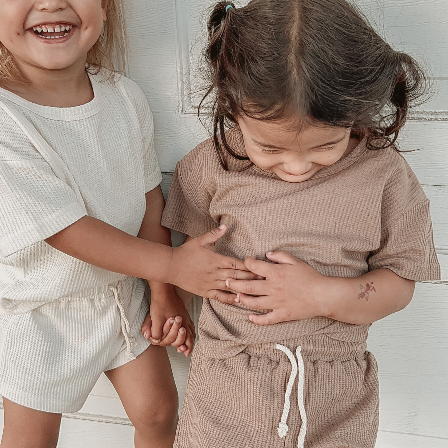 Little Ribbed Lounge Set Cream