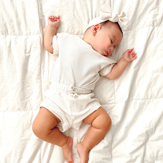 Little Ribbed Lounge Set Cream