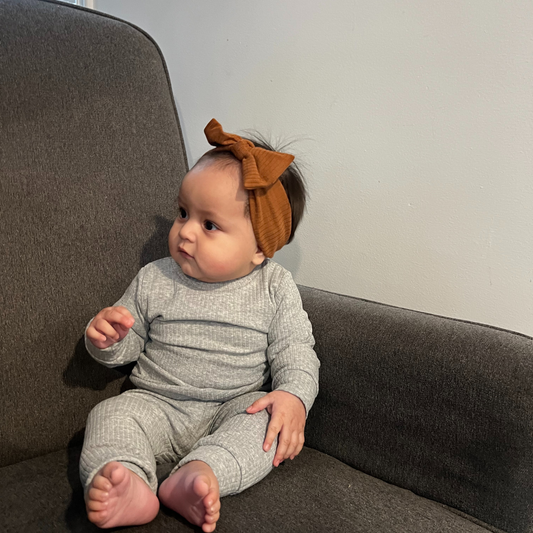 Rib Two-Piece Set Gray