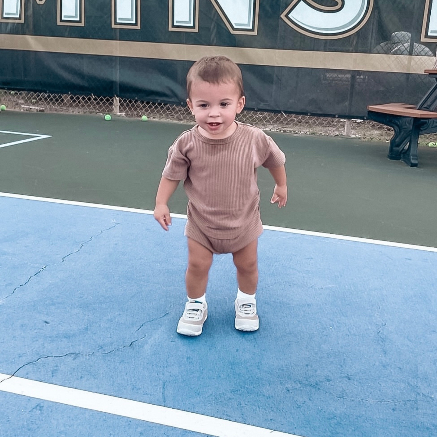 Little Ribbed Lounge Set Brown