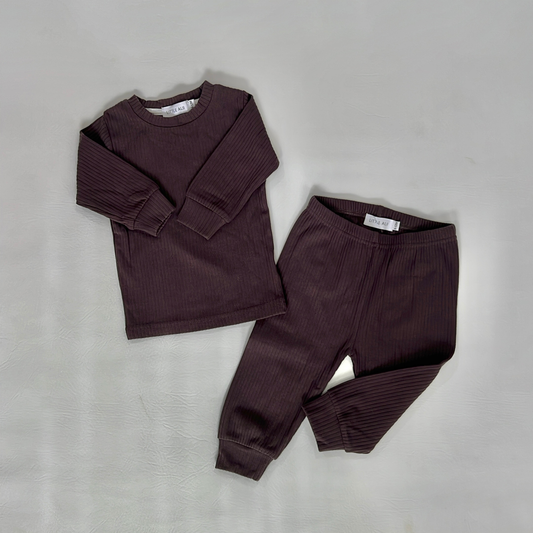 Rib Two-Piece Set Mauve Taupe