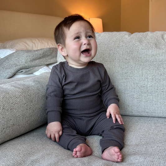 Rib Two-Piece Set Mauve Taupe