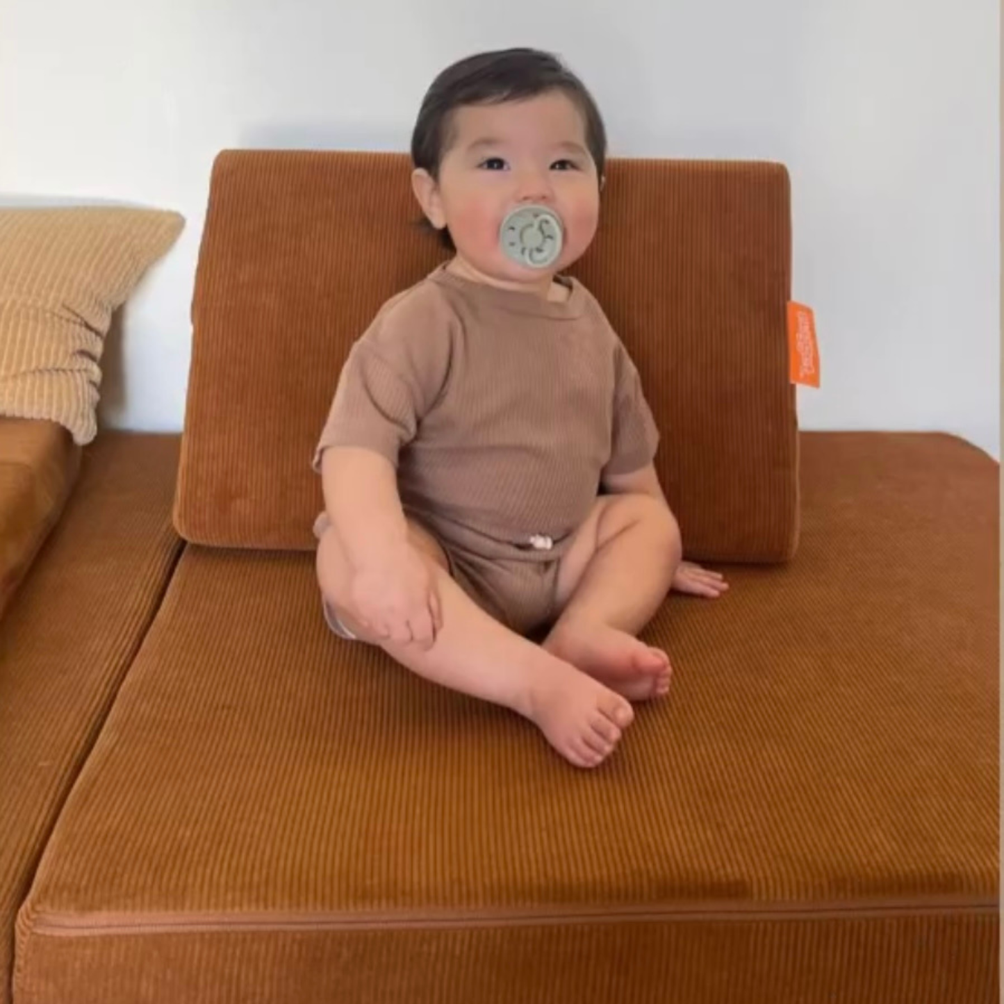 Little Ribbed Lounge Set Brown
