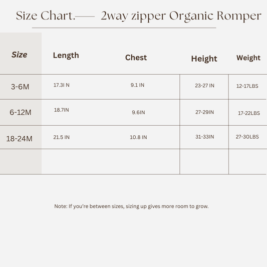 2-Way Zipper Baby Romper Vanilla – Made with Organic Cotton