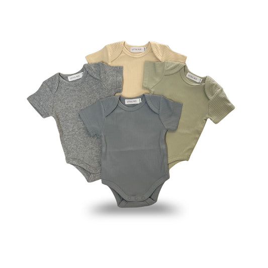 Organic Short Sleeve Baby Bodysuit Bundle – 4 Pack