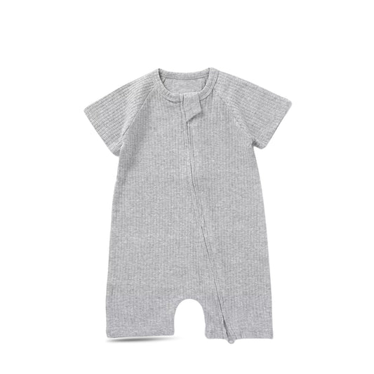 2-Way Zipper Baby Romper Gray – Made with Organic Cotton