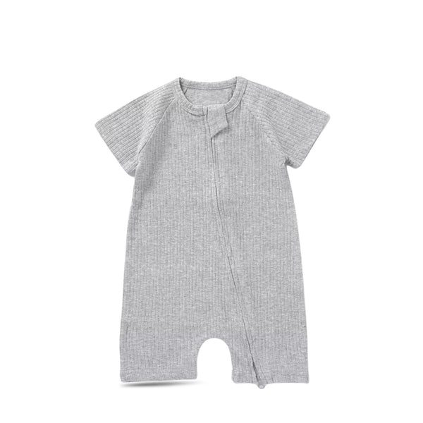 2-Way Zipper Baby Romper Gray – Made with Organic Cotton