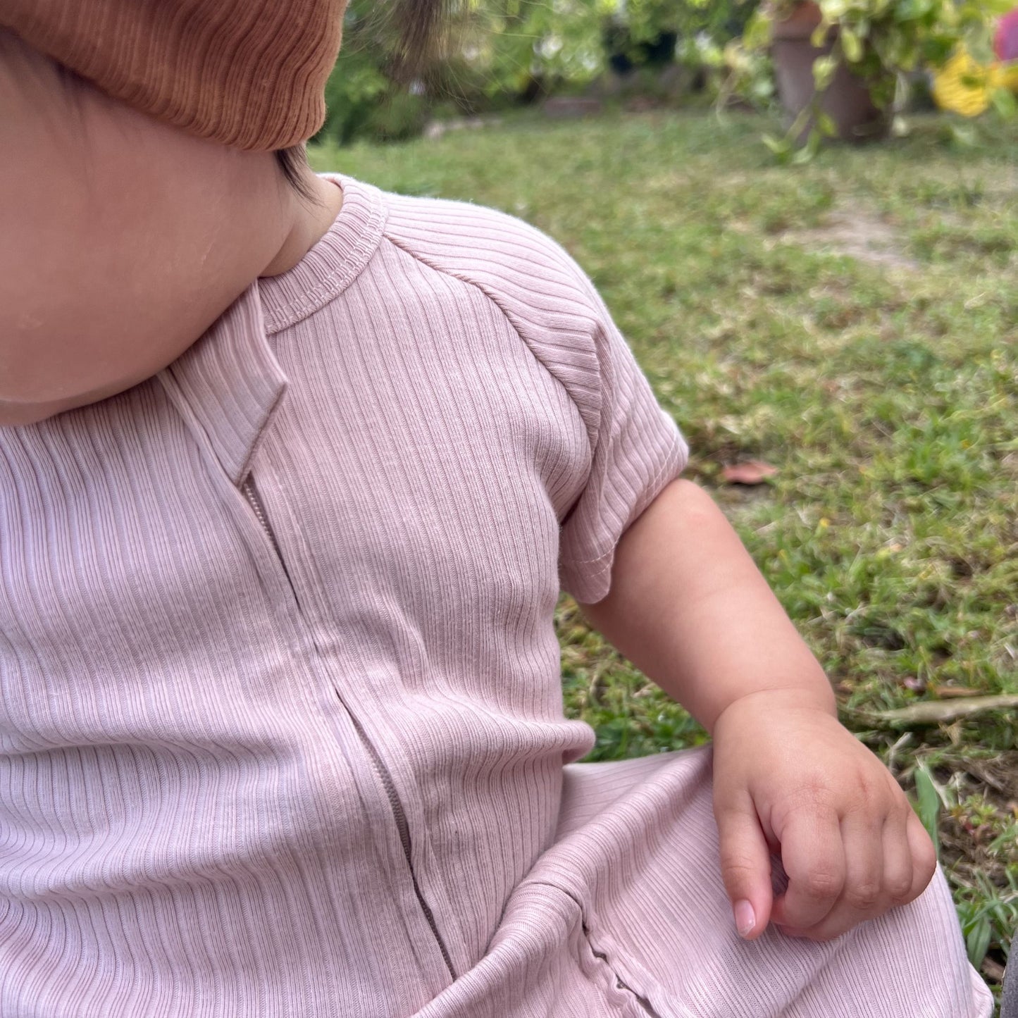2-Way Zipper Baby Romper Pink – Made with Organic Cotton
