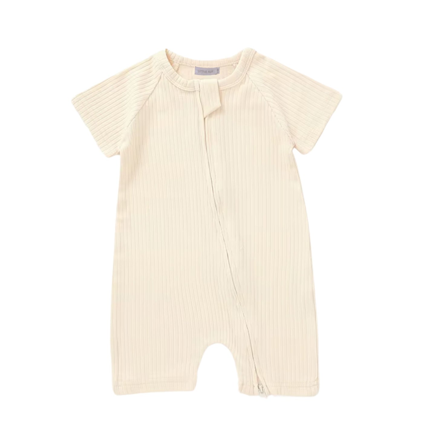 2-Way Zipper Baby Romper Vanilla – Made with Organic Cotton