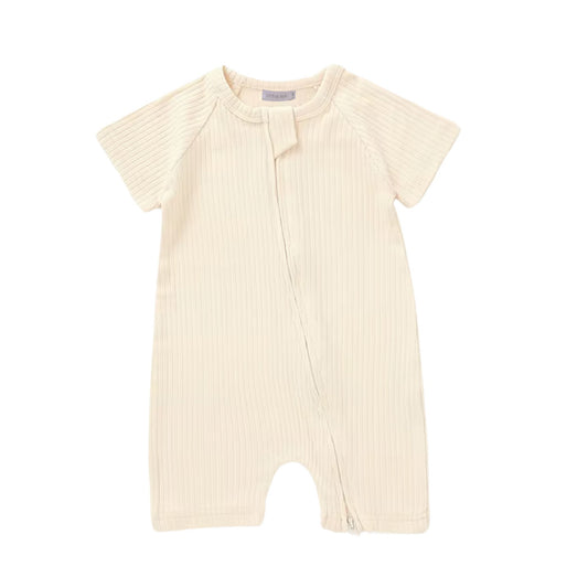 2-Way Zipper Baby Romper Vanilla – Made with Organic Cotton