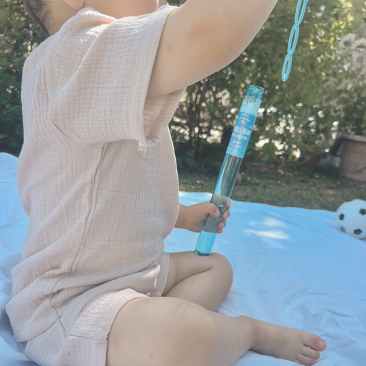Breeze organic cotton muslin shirt and short set in Sand for babies and toddlers by Little Alii