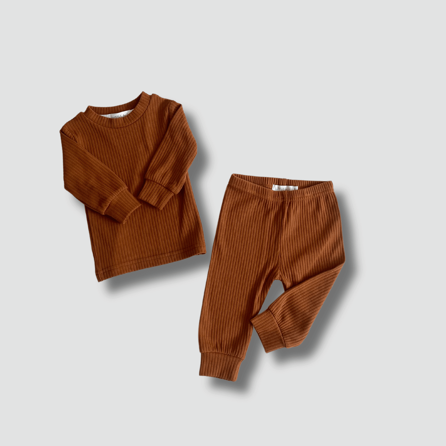 Rib Two-Piece Set Brown