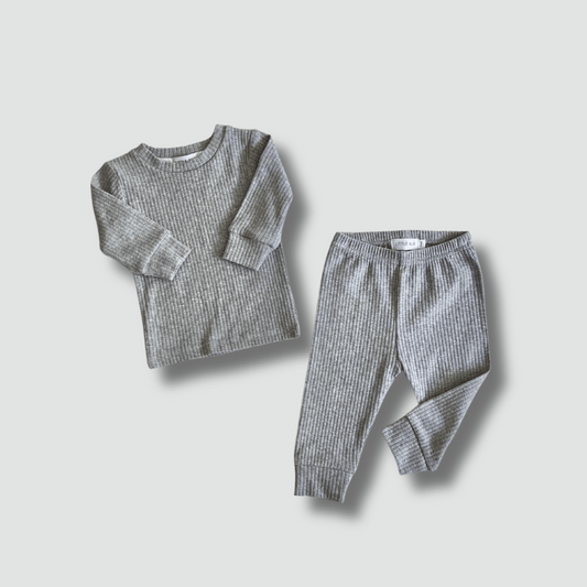 Rib Two-Piece Set Gray